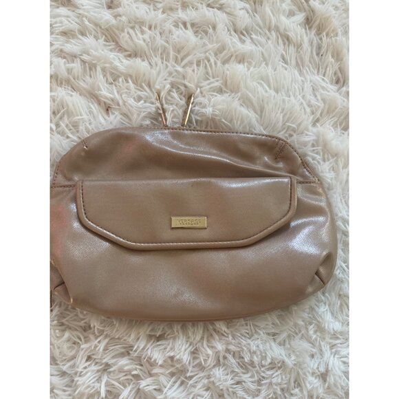 Versace Parfums Gold-Tone Cosmetic Bag With Zippered Closure & Front Pocket Reac - Picture 6 of 12